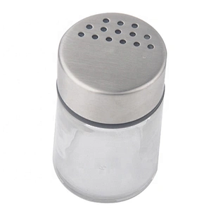 Stainless steel and glass spice shaker spice rack cruet