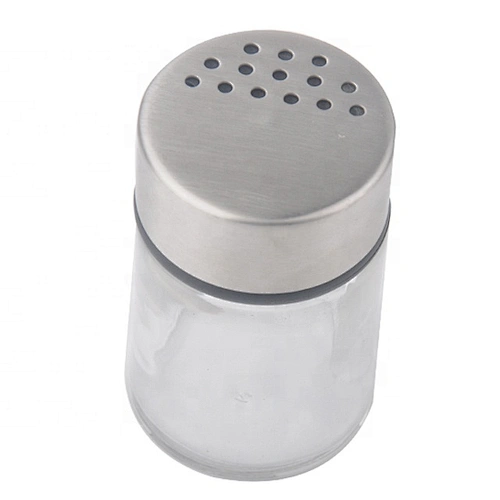 Stainless steel and glass spice shaker spice rack cruet