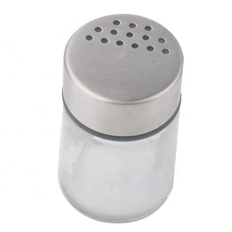Stainless steel and glass spice shaker spice rack cruet