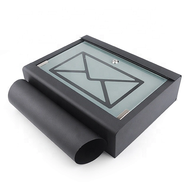 Apartment outdoor wall mounted waterproof black powder coating mailbox  with window