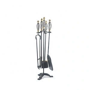 Black coating  5 Pieces fire place stand indoor fireplace companion tools kit set