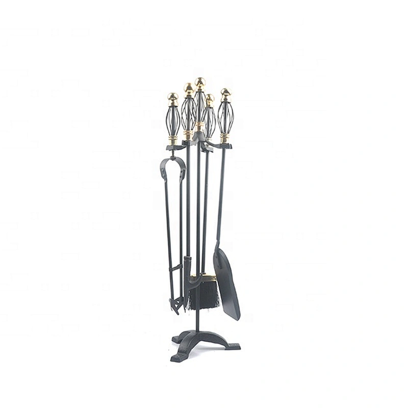 Black coating  5 Pieces fire place stand indoor fireplace companion tools kit set