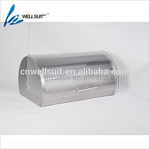 Metal Stainless Steel Bread Box with Glass Bottom
