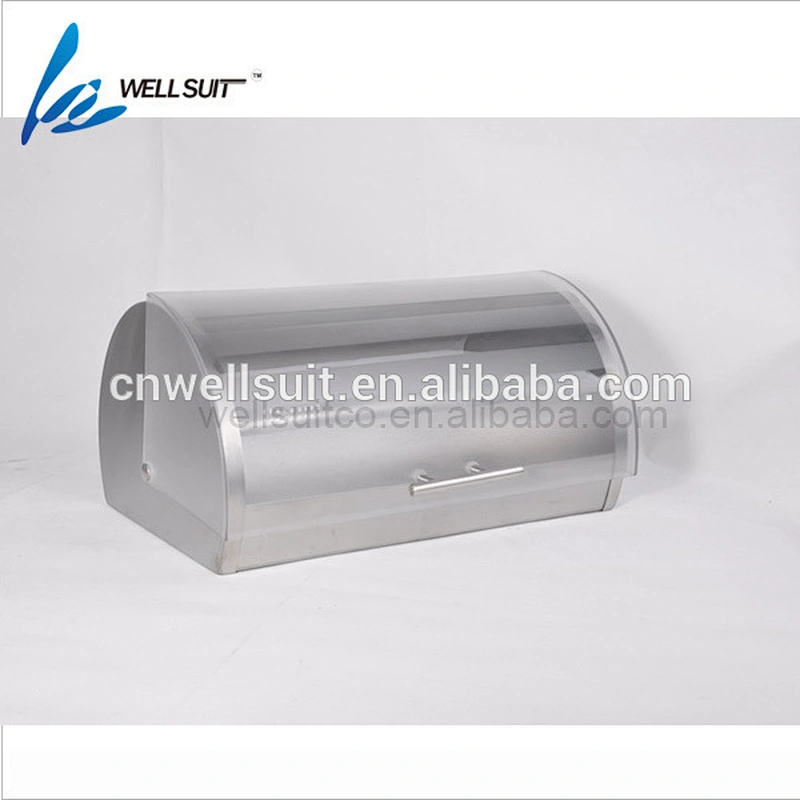 Metal Stainless Steel Bread Box with Glass Bottom