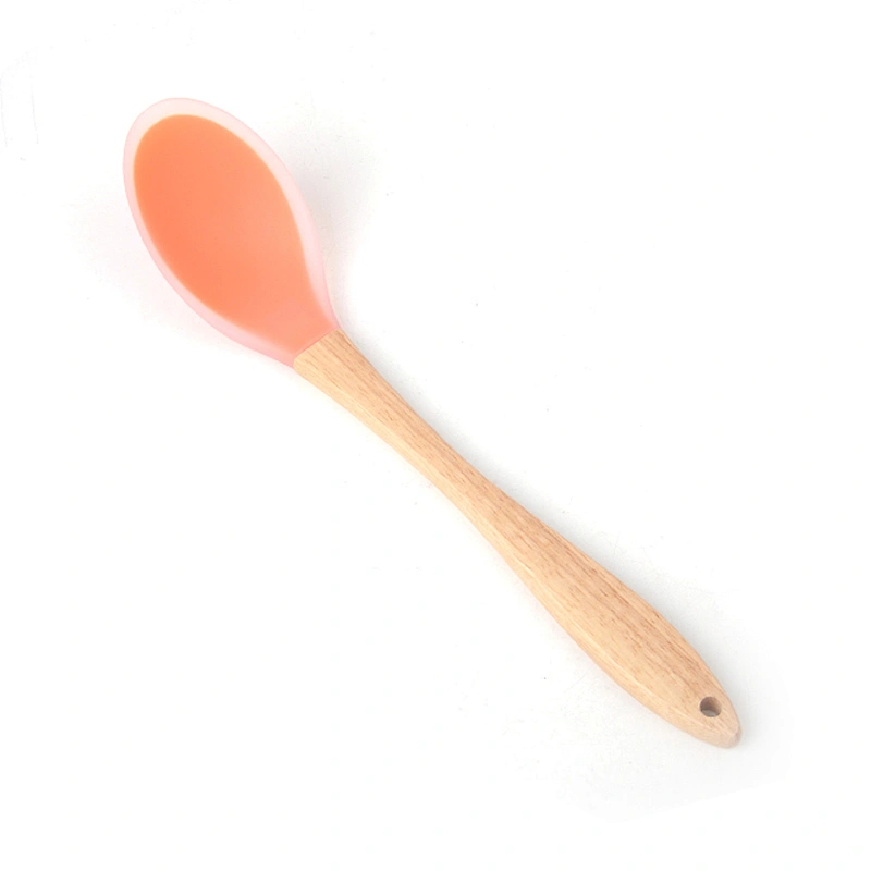colorful 6 pcs heat resistant wooden handle silicone kitchen cooking utensils set
