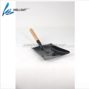Black normal fireplace accessory metal ash shovel with wood handle