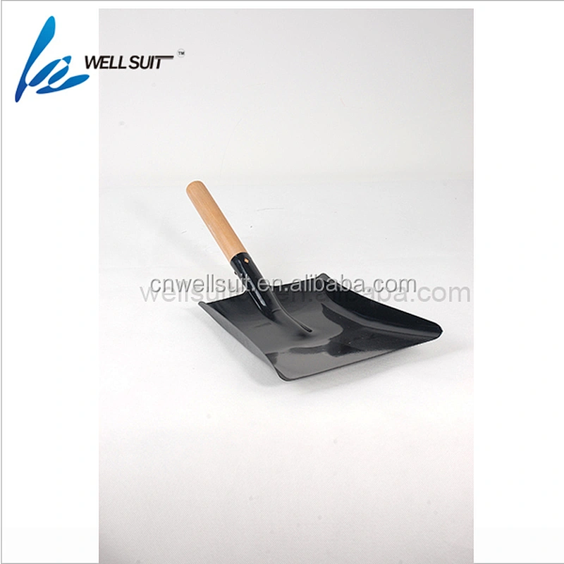 Black normal fireplace accessory metal ash shovel with wood handle