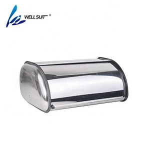 Stainless Steel wood Roll Top Bread Box for Kitchen, bread bin, bread storage