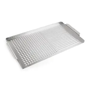 Best seller Stainless steel No-stick Grill Basket,BBQ Pan,Vegetable Grill Basket pan