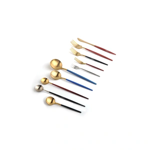 luxury elegant 18/10 silverware stainless steel restaurant bulk flatware set custom gold plated reusable cutlery set