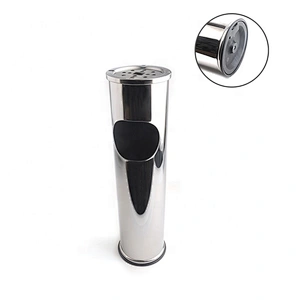 Custom round lobby free standing dustbin stainless steel outdoor standing ashtray