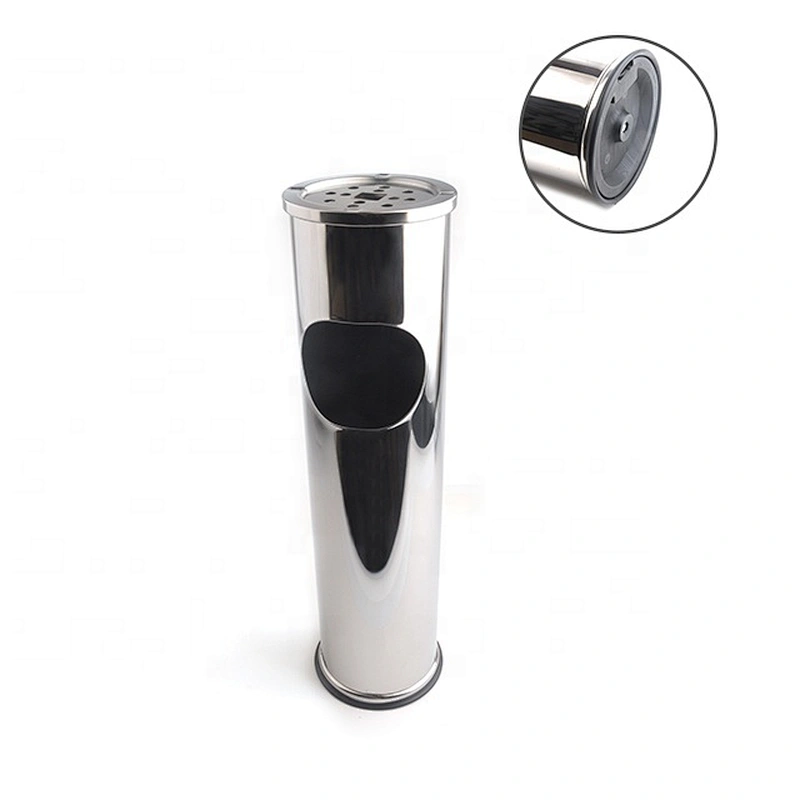 Custom round lobby free standing dustbin stainless steel outdoor standing ashtray