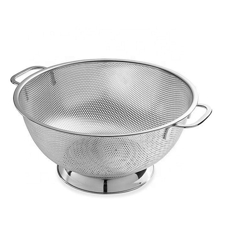 Stainless steel colonder durable strainer with handle big size fruit basket