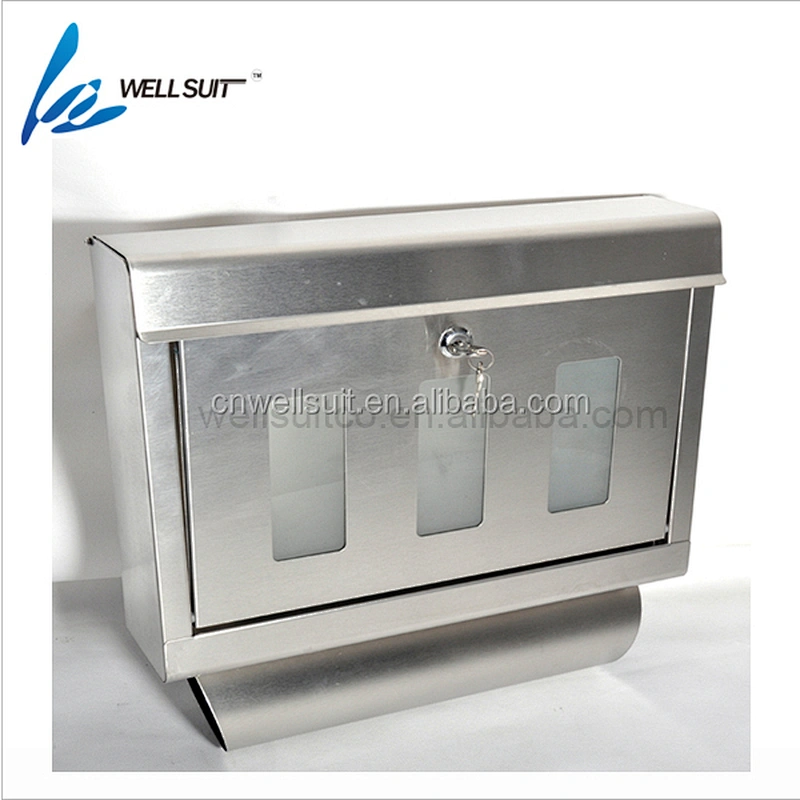 Newspaper holder clear look stainless steel letter box with glass and lock water proof