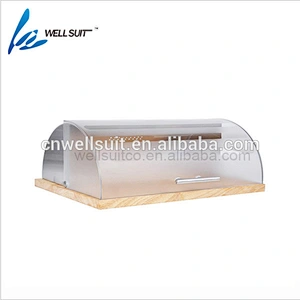 Metal Stainless Steel Bread Box with Glass Bottom