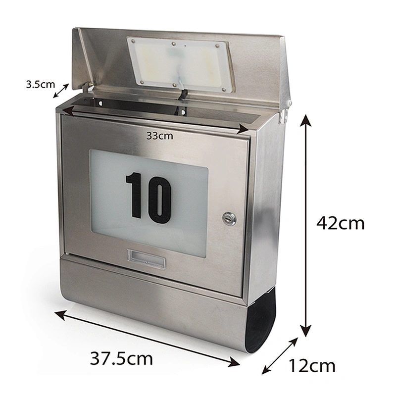 stainless steel cold-rolled sheets with painting lockable wall mounted solar mailbox letterbox postbox with house number
