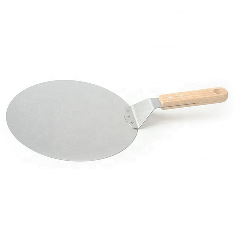 10 Inches Round Metal Stainless Steel Pizza Peel with Short Wood Handle Pizza Shovel For Serving Food