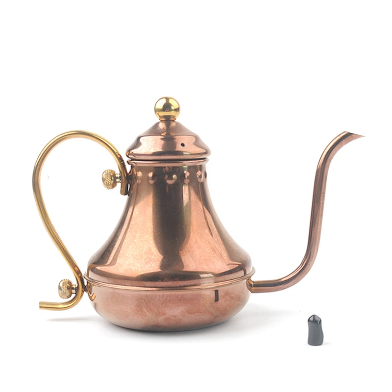wholesale metal Copper Stainless Steel Copper Gooseneck Tea Kettle Court Teapot