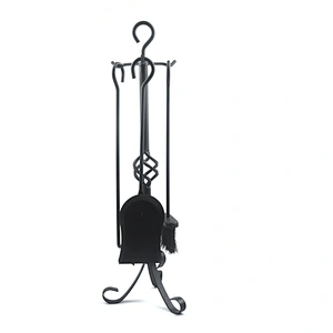 Black coating fireplace tools luxury wrought Iron fireplace accessories 5pcs Set