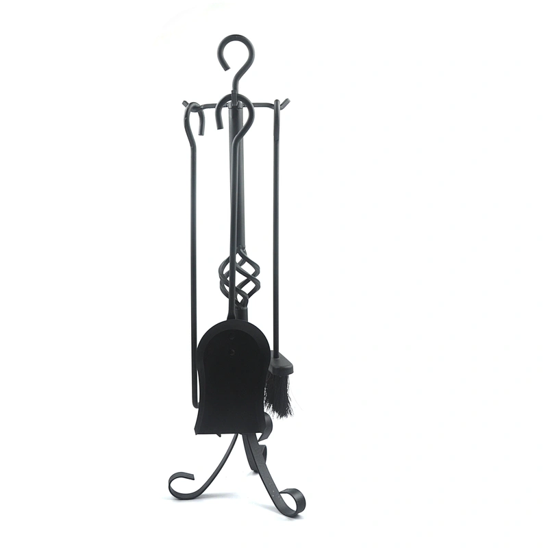 Black coating fireplace tools luxury wrought Iron fireplace accessories 5pcs Set