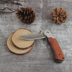 Portable Stainless Steel Blade Folding Pocket Knife with Wood Handle 18cm Overall