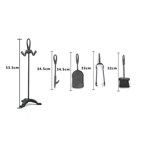 Fireplace tool set with black metal  stand