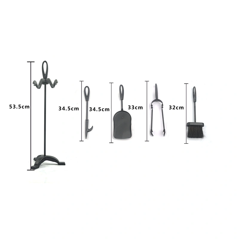 Fireplace tool set with black metal  stand