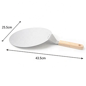 10 Inches Round Metal Stainless Steel Pizza Peel with Short Wood Handle Pizza Shovel For Serving Food