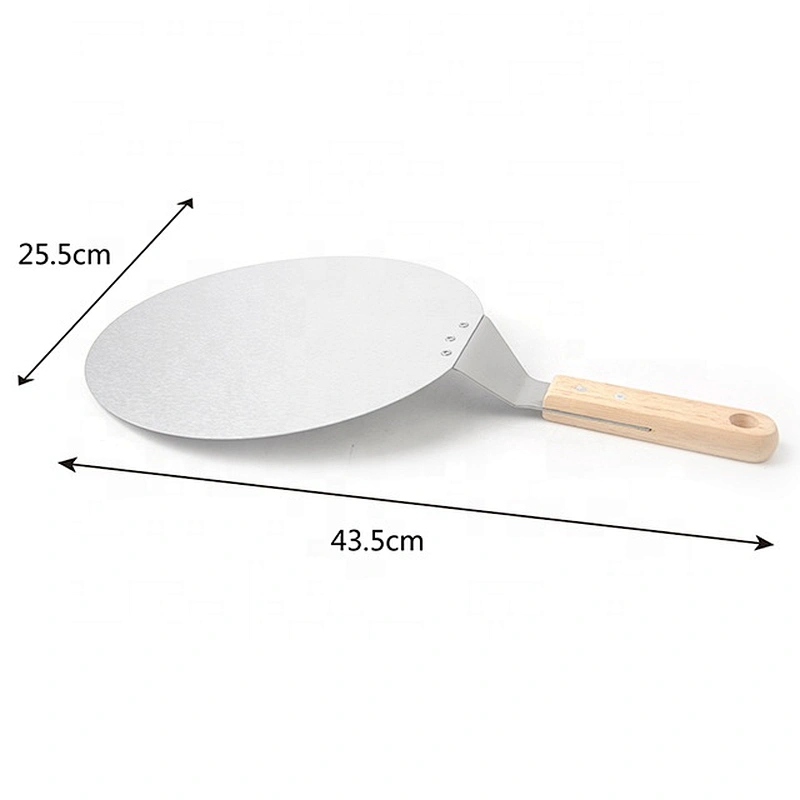 10 Inches Round Metal Stainless Steel Pizza Peel with Short Wood Handle Pizza Shovel For Serving Food