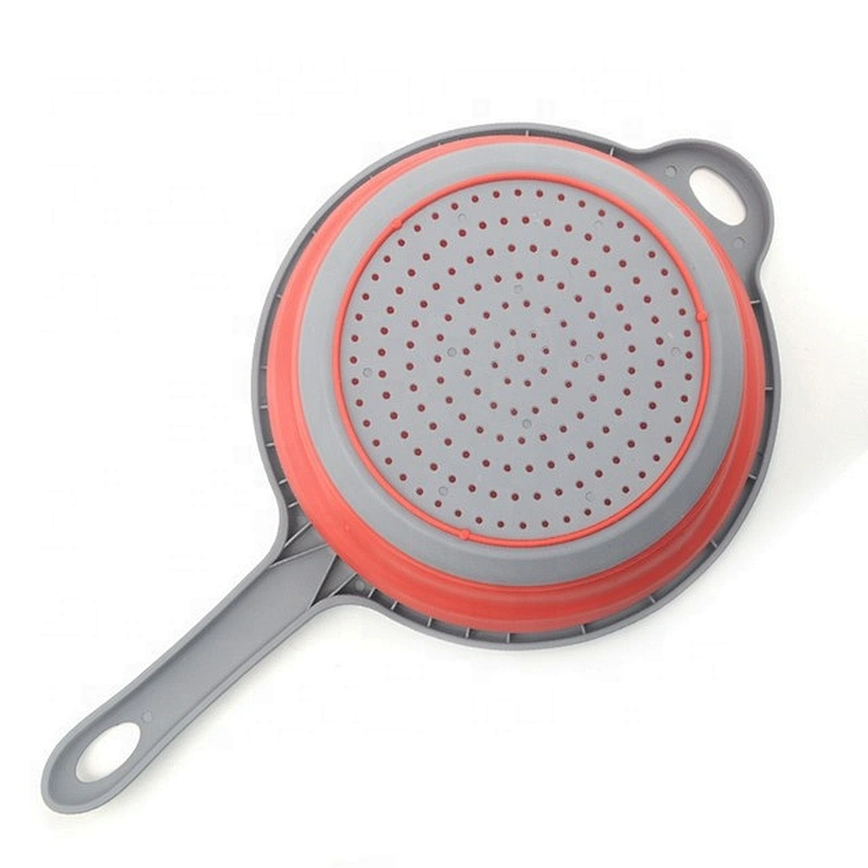 BPA Free Eco Kitchen Draining Basket Strainer Collapsible Silicone Colander for Kitchenware accessories