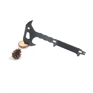 Black Stainless Steel Throwing Hatchet Survival Camp Hand Axe with Paracord Handle