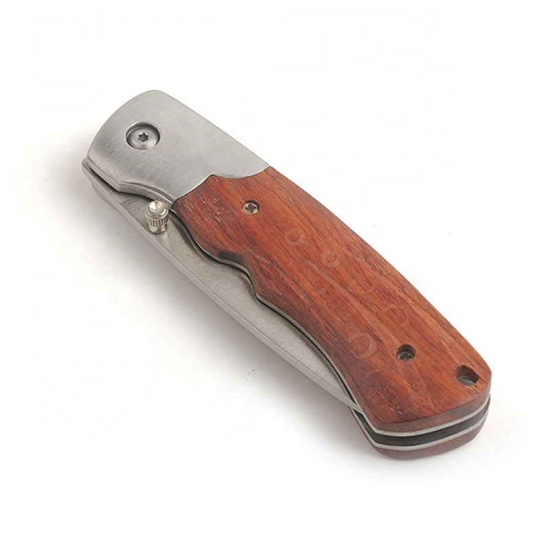Portable Stainless Steel Blade Folding Pocket Knife with Wood Handle 18cm Overall