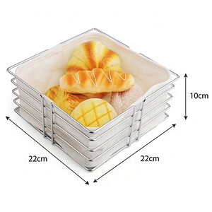 New design hot selling stainless steel bread basket with canvas bag