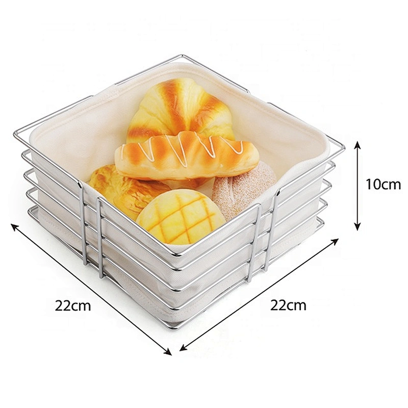 New design hot selling stainless steel bread basket with canvas bag