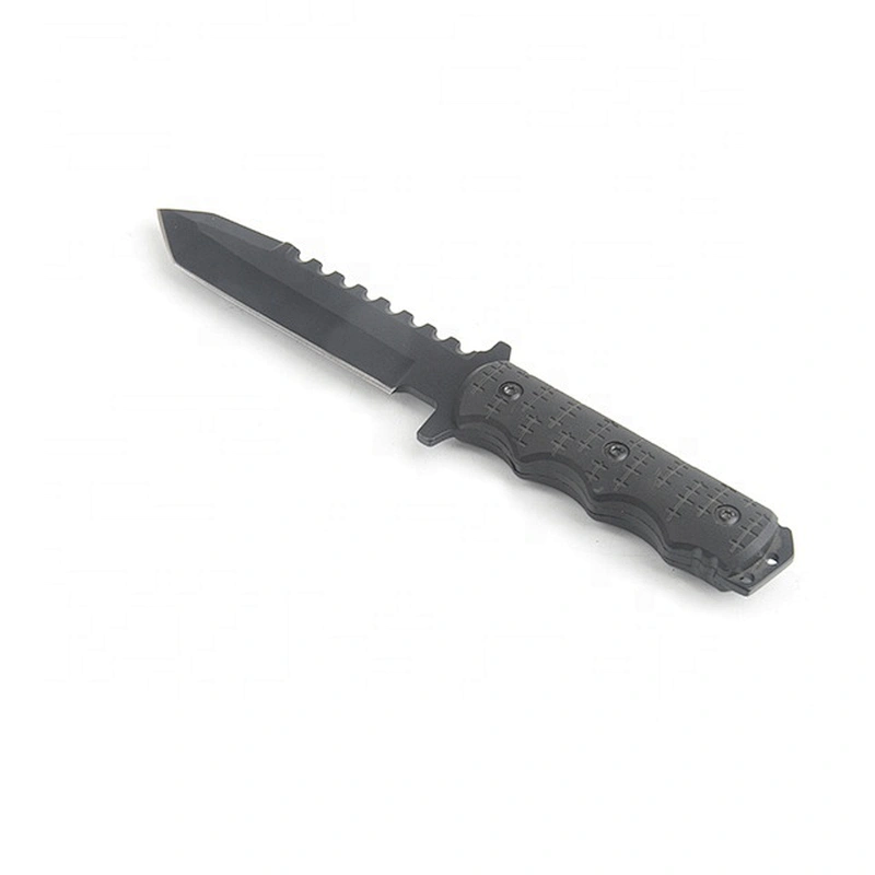 Black Coated Protective Both Edges Blade Outdoor Survival Hunting Knife with Sheath
