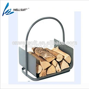 Black Decorative Metal Outdoor Indoor Log Bin Storage for Fireplace Firepit and Wood Stove Firewood Cut Wood Rack Holder