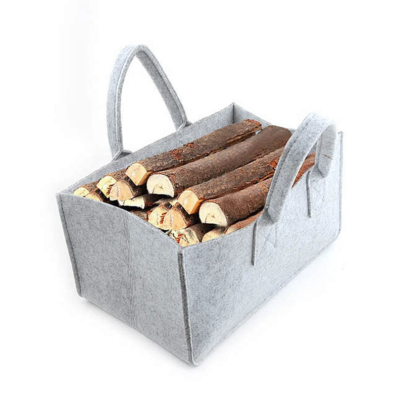Best Selling Custom Logo Recycled Durable grey Shopping Bag felt firewood bag felt storage basket