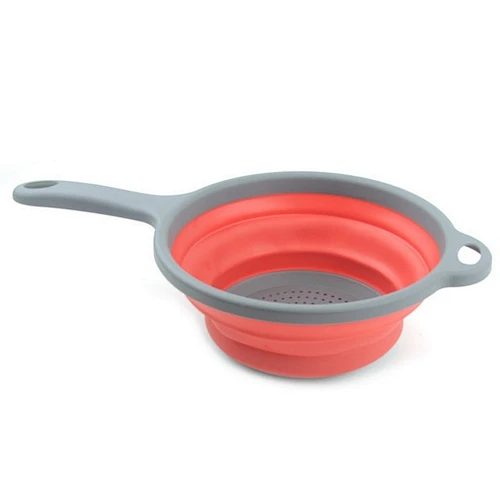 Fruit vegetable strainer space saved collapsible colander with handle