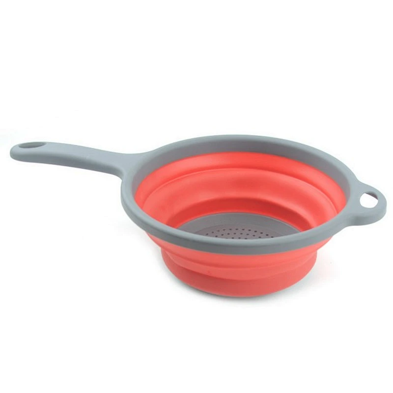 Fruit vegetable strainer space saved collapsible colander with handle