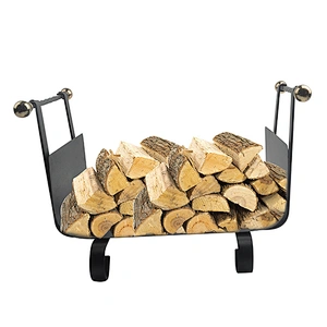 Black firewood cut wood rack holder Decorative Metal Outdoor Indoor Log Bin Storage for Fireplace set and Wood Stove