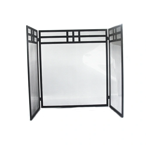 3 Fold Black Metal Rustic Living Room Fireplace Screen