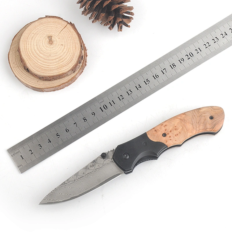 Best price damascus steel blade wood handle knife