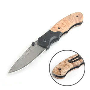 Best price damascus steel blade wood handle knife