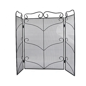 Durable new design hot selling metal 3-Panel Iron Fireplace Screen Guard Fence Accessories Steel Spark Guard
