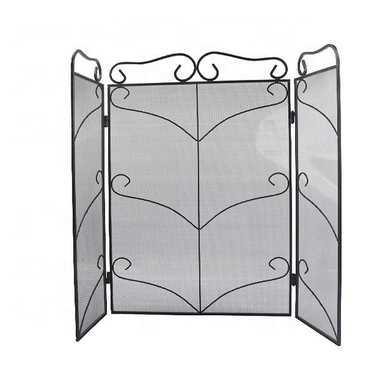 Durable new design hot selling metal 3-Panel Iron Fireplace Screen Guard Fence Accessories Steel Spark Guard