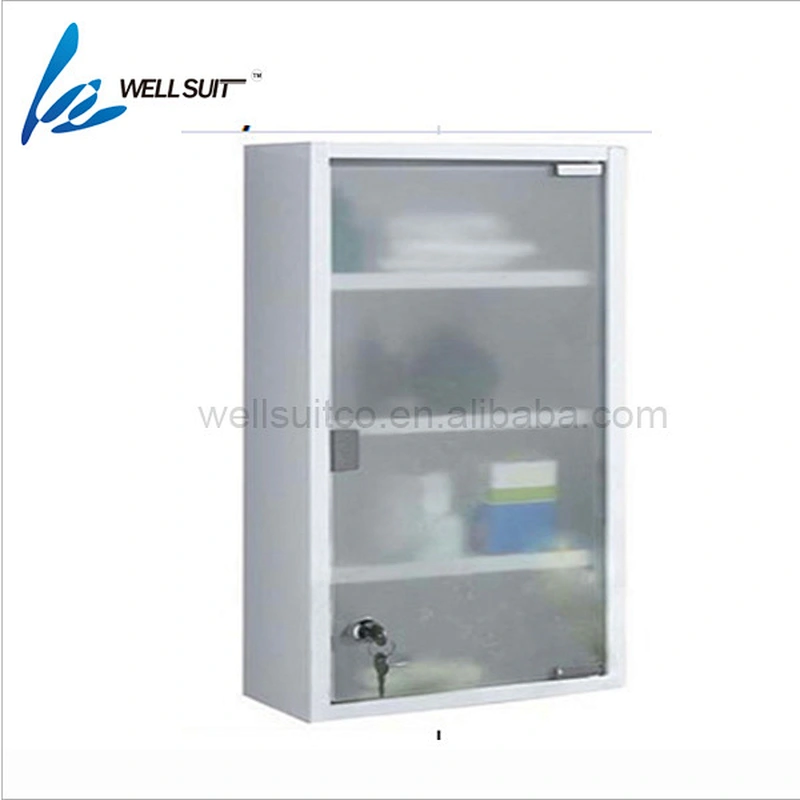 Classic and fashion Glass door wall hanging metal medicine chest with coating for home and hospital