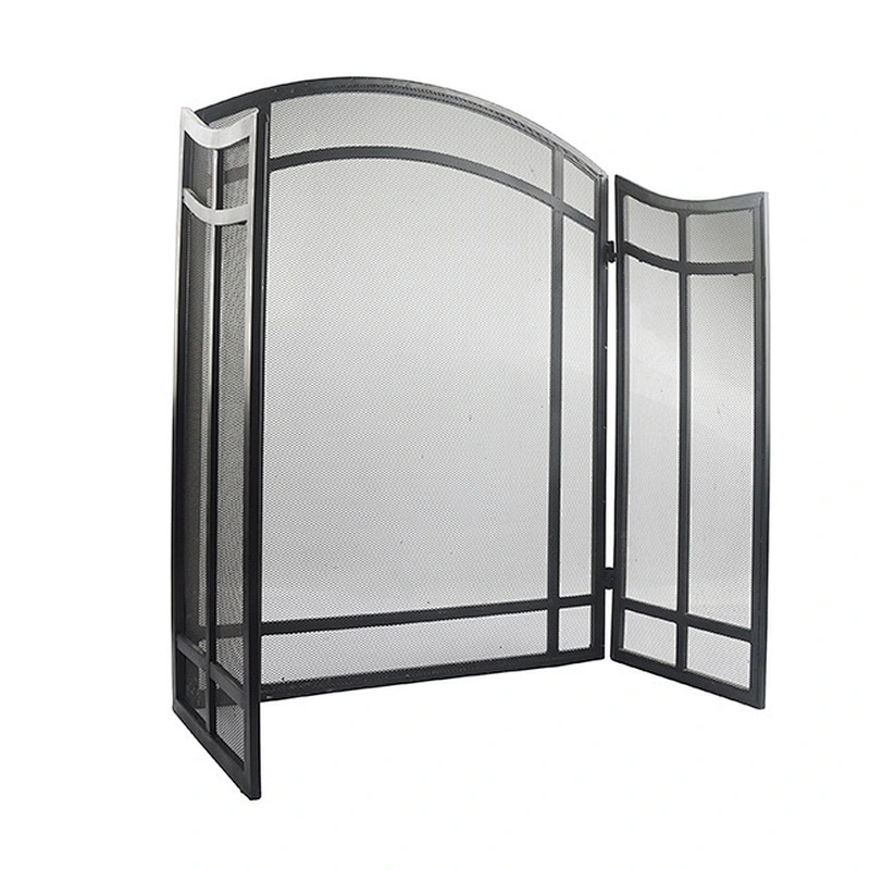 Classic flowery fireplace tools screens with coating 3 panels screen baby safe and easy handle