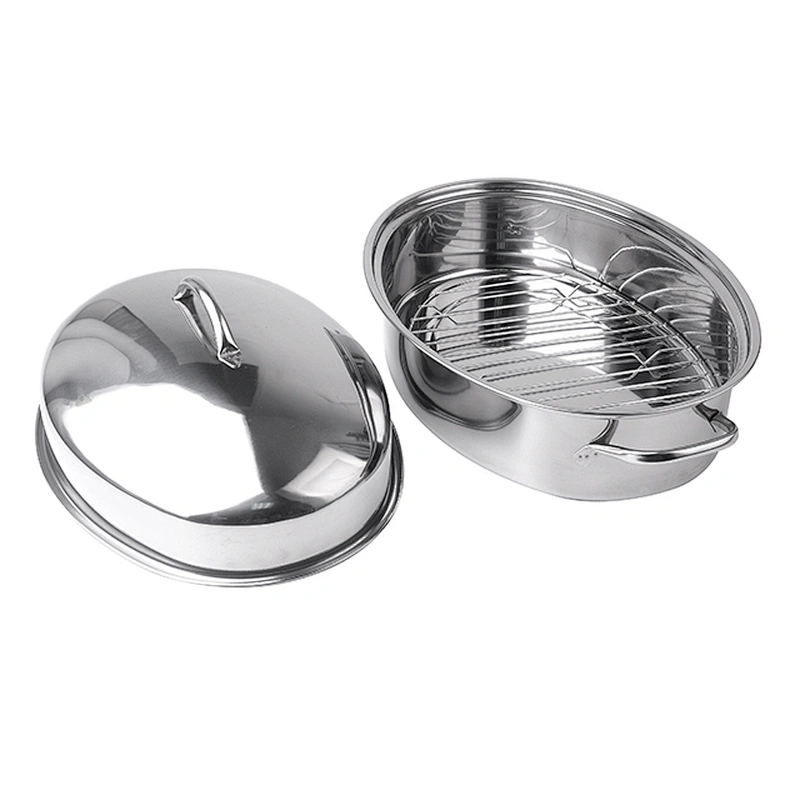 3pcs Stainless Steel Covered Oval Turkey Roaster 16 inch Chicken Roasting pan 42cm Extra large with rack