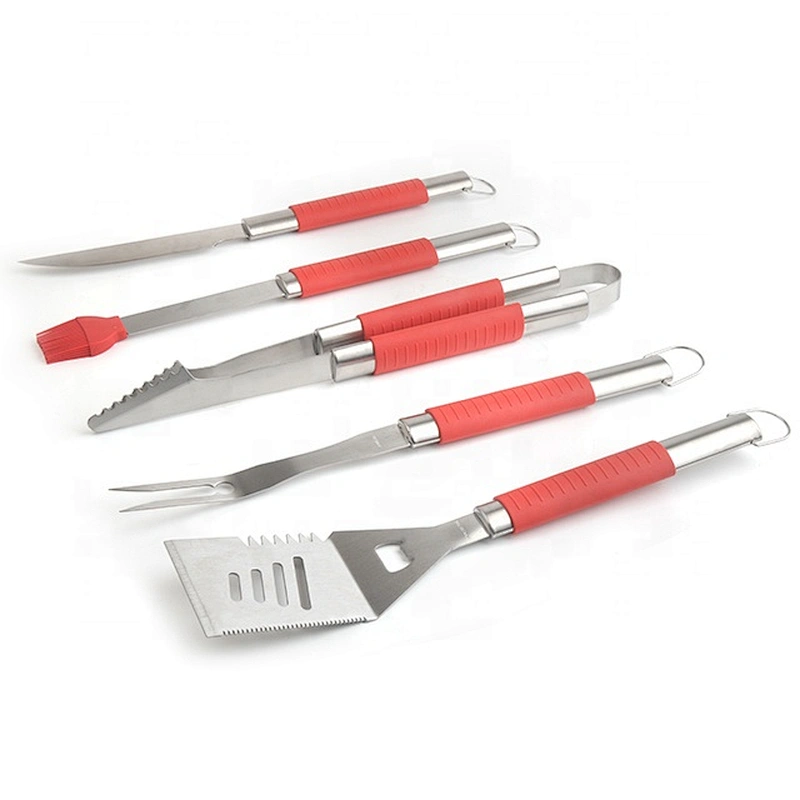 New design  hot selling stainless steel BBQ tools set 5pcs with  aluminium case