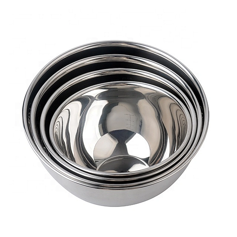 Satin polished large stainless steel fruit salad bowl silicone mixing bowl